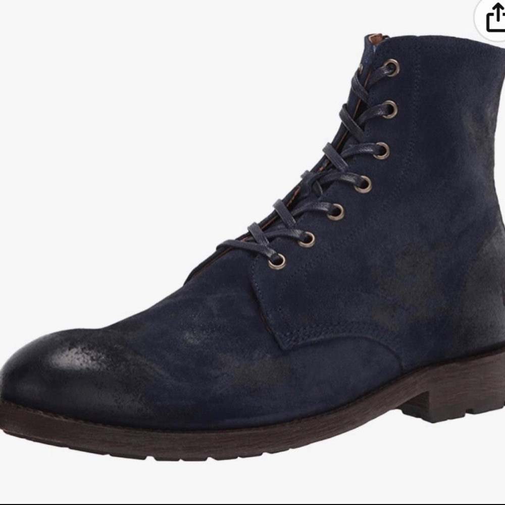 Frye Blue Lace-Up Boots with Suede Finish